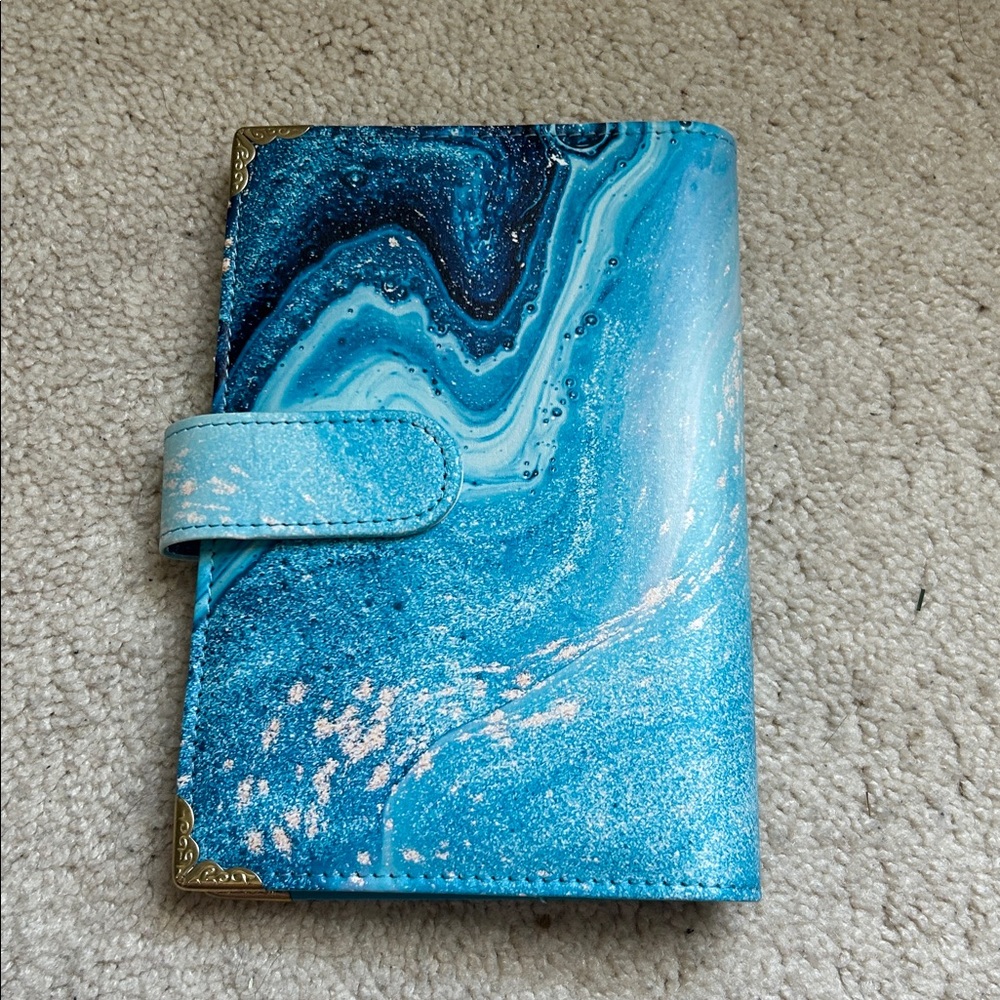 Blue Marble Swirl Pattern Budgeting Sheet Organizer Book With Magnetic Closure